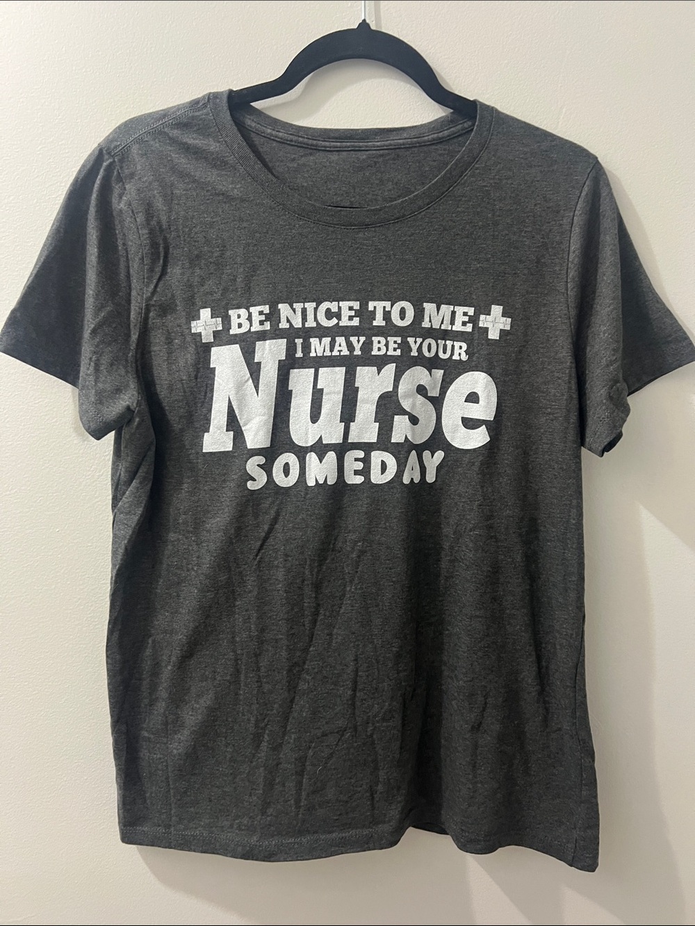 Be Nice To Me Nurse Graphic Tee - Dark Gray